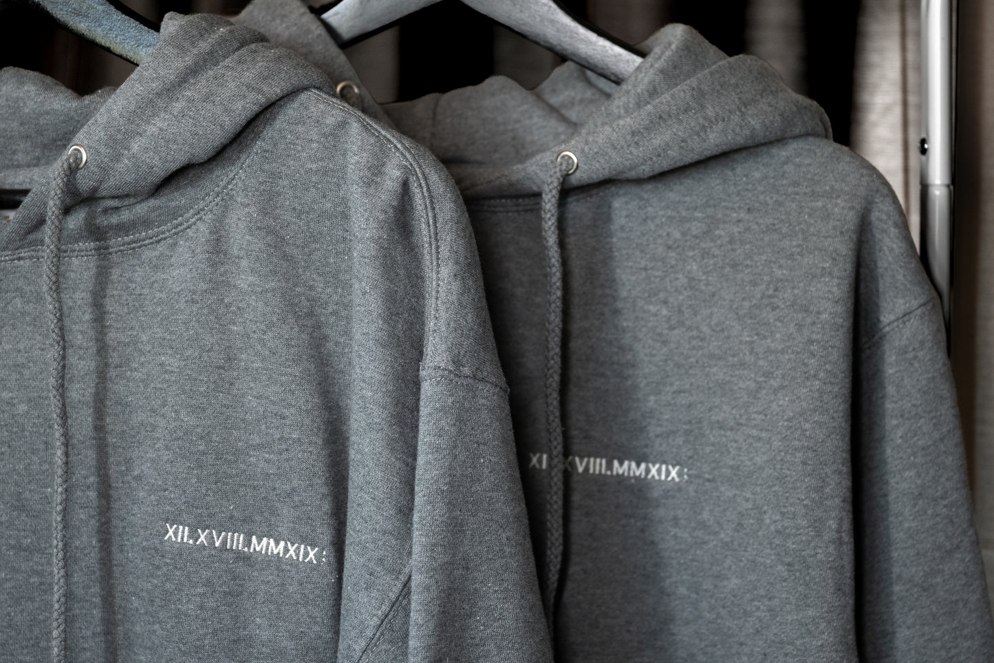 Men's / Unisex Hoodie - HEATHER GREY | XII.XVIII.MMXIX; A Date To Remember Logo