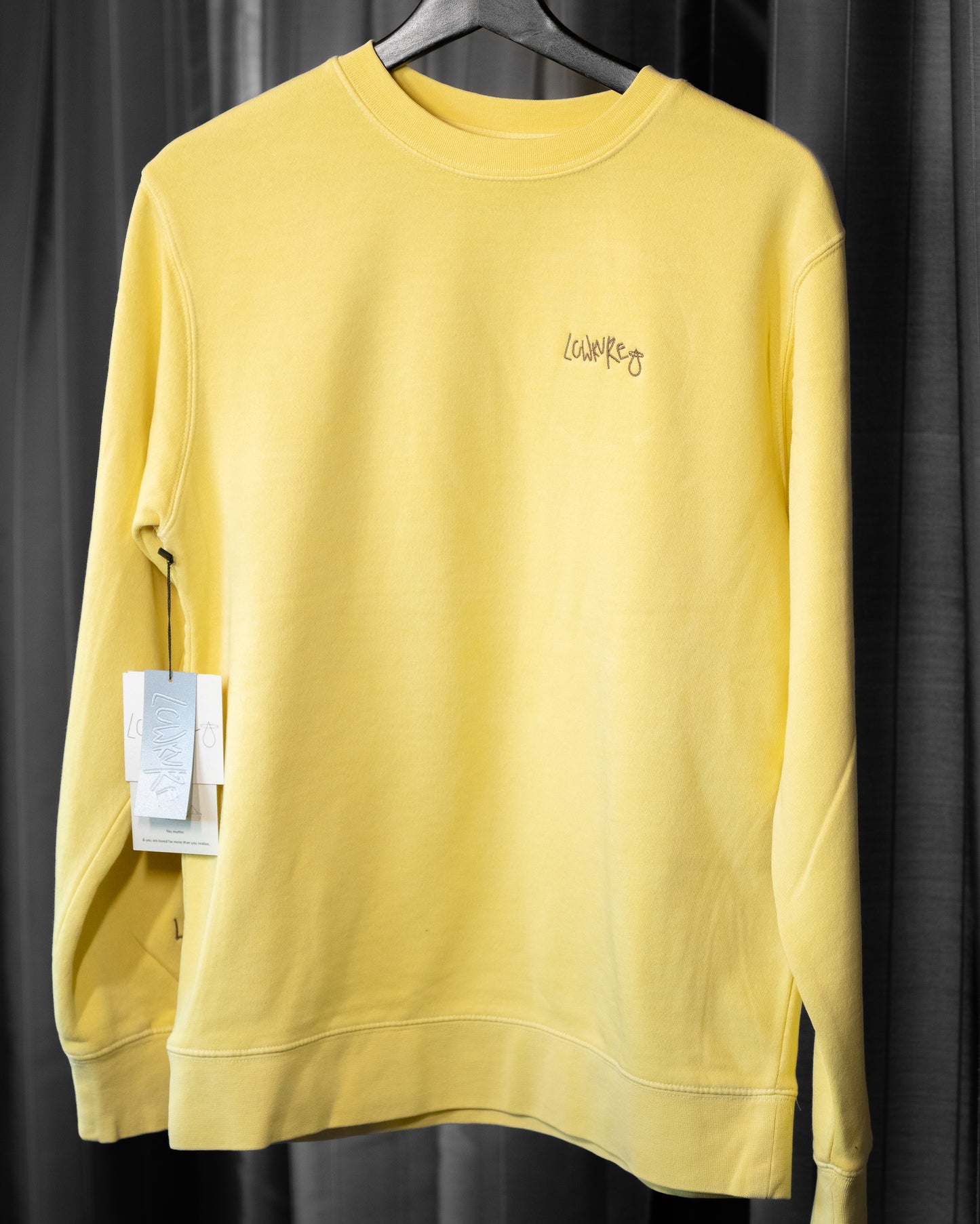 Men's / Unisex Vintage Dye Crewneck Sweatshirt - YELLOW | LowKure Tearlight Logo