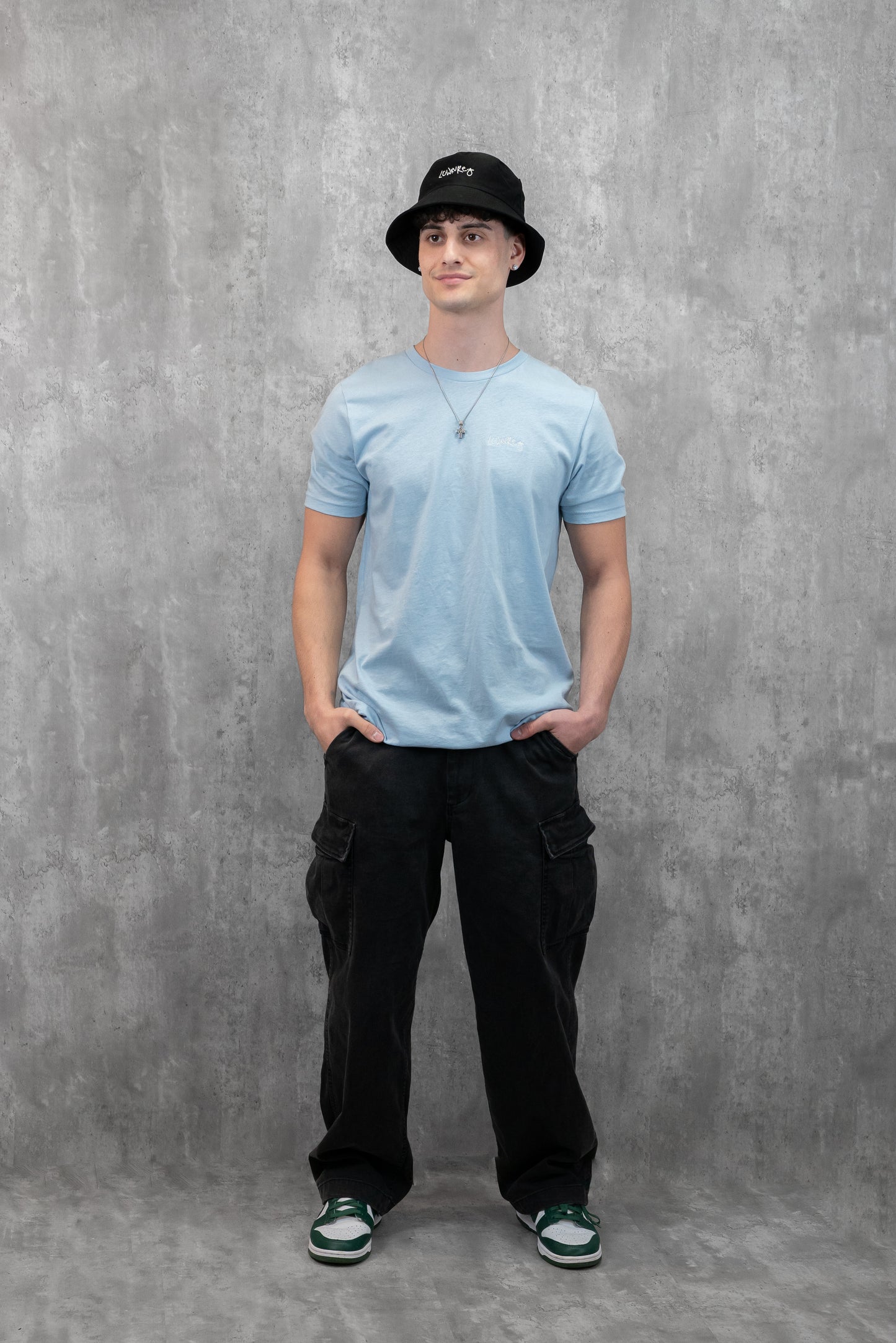 Men's / Unisex Crew Neck T-Shirt - LIGHT BLUE | LowKure Tearlight Logo