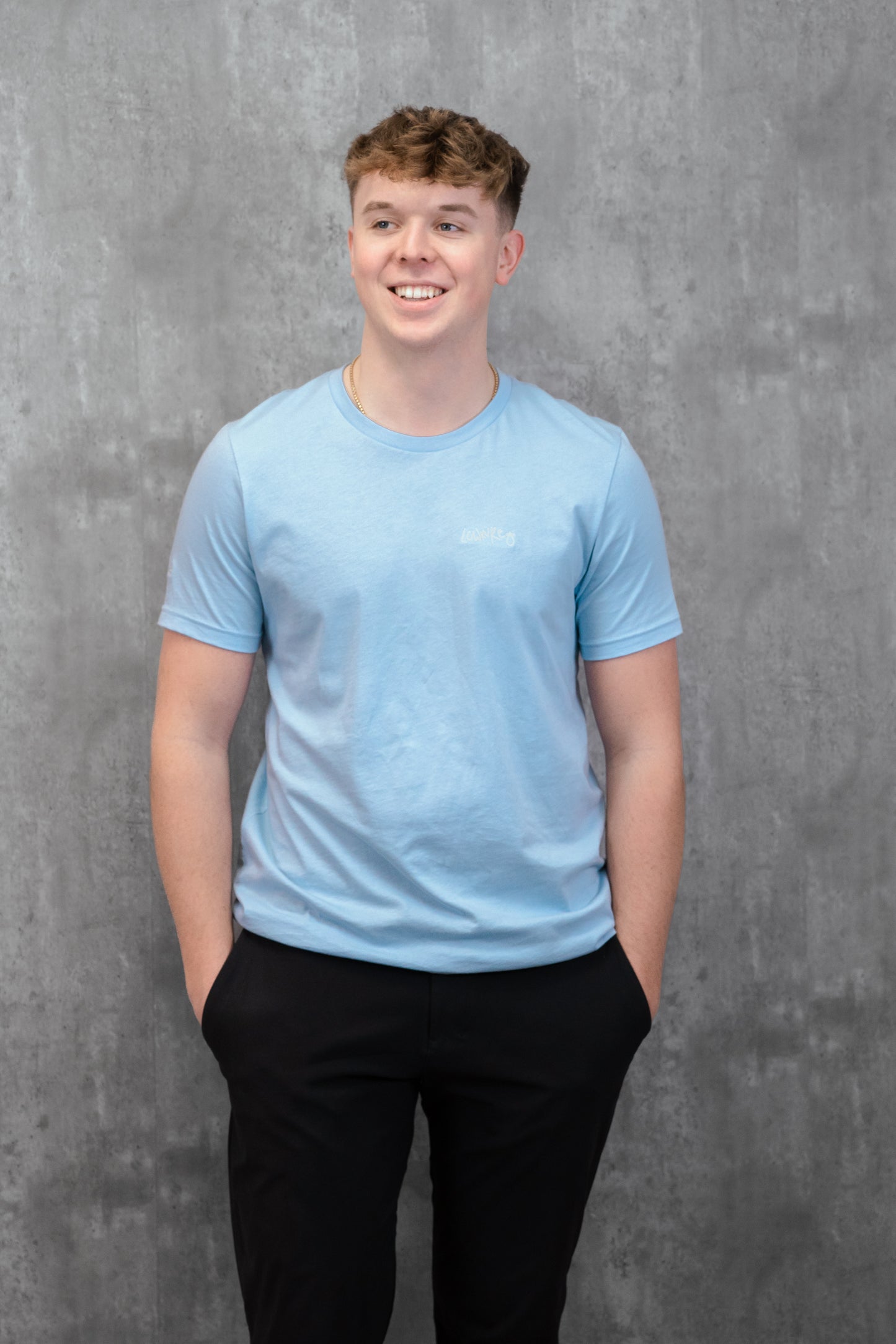 Men's / Unisex Crew Neck T-Shirt - LIGHT BLUE | LowKure Tearlight Logo