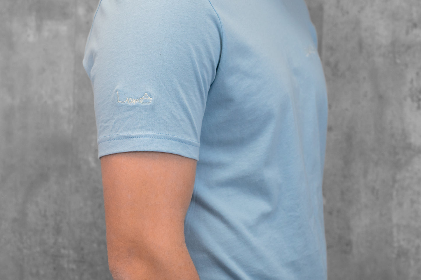 Men's / Unisex Crew Neck T-Shirt - LIGHT BLUE | LowKure Tearlight Logo