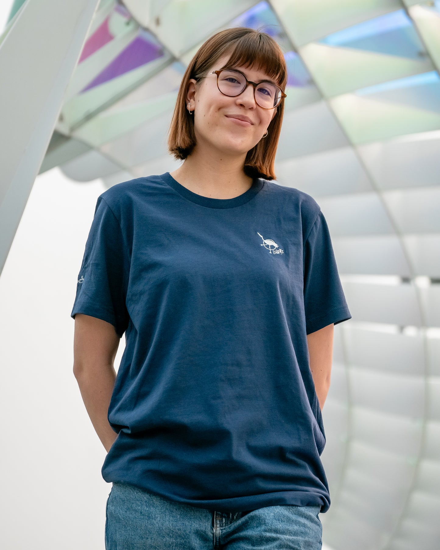 Woman's Relaxed Fit Crew Neck T-Shirt - NAVY | Crane Logo