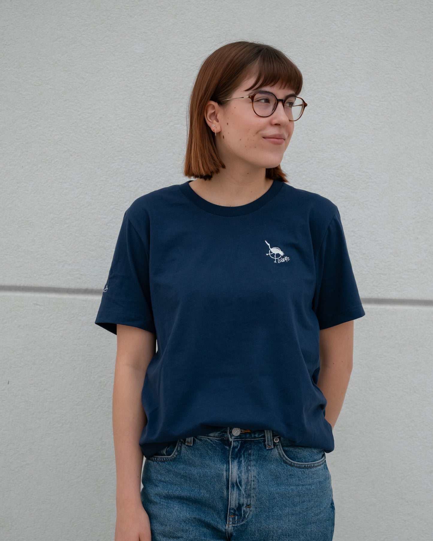 Woman's Relaxed Fit Crew Neck T-Shirt - NAVY | Crane Logo