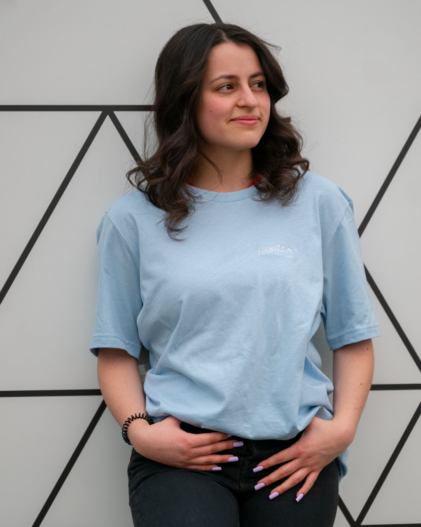 Men's / Unisex Crew Neck T-Shirt - LIGHT BLUE | LowKure Tearlight Logo