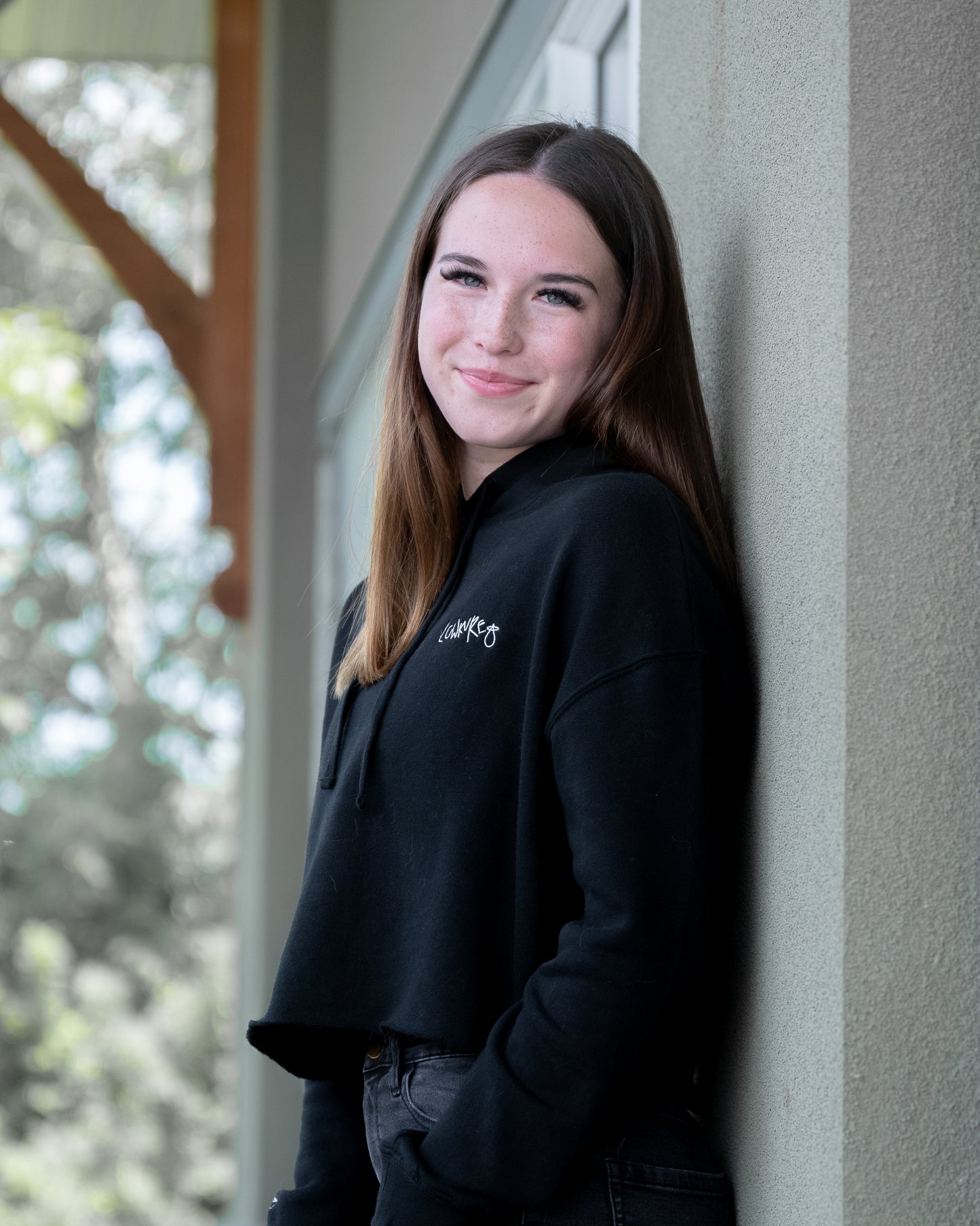 Woman's Lightweight Cropped Hoodie - BLACK | Lowkure Logo