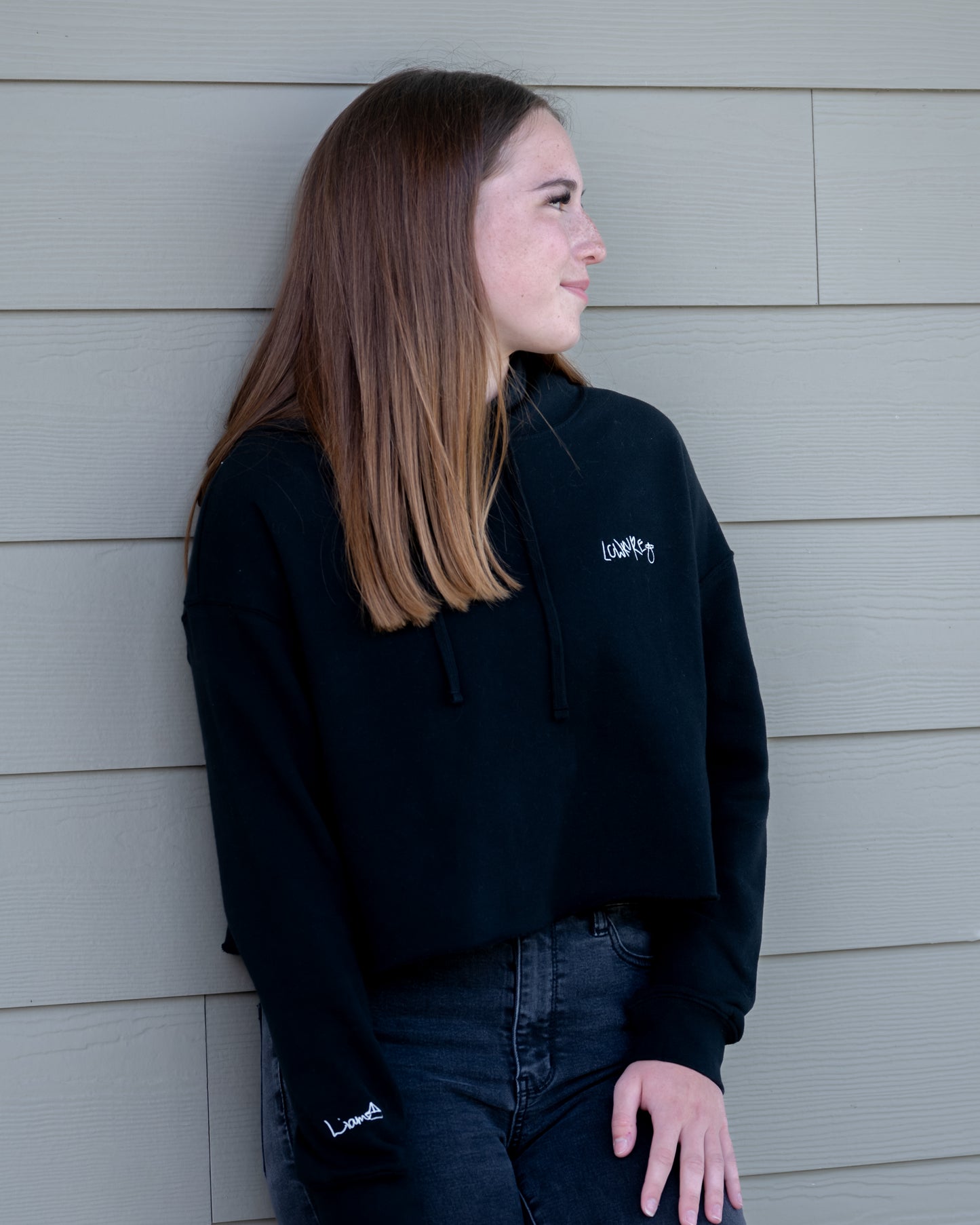 Woman's Lightweight Cropped Hoodie - BLACK | Lowkure Logo