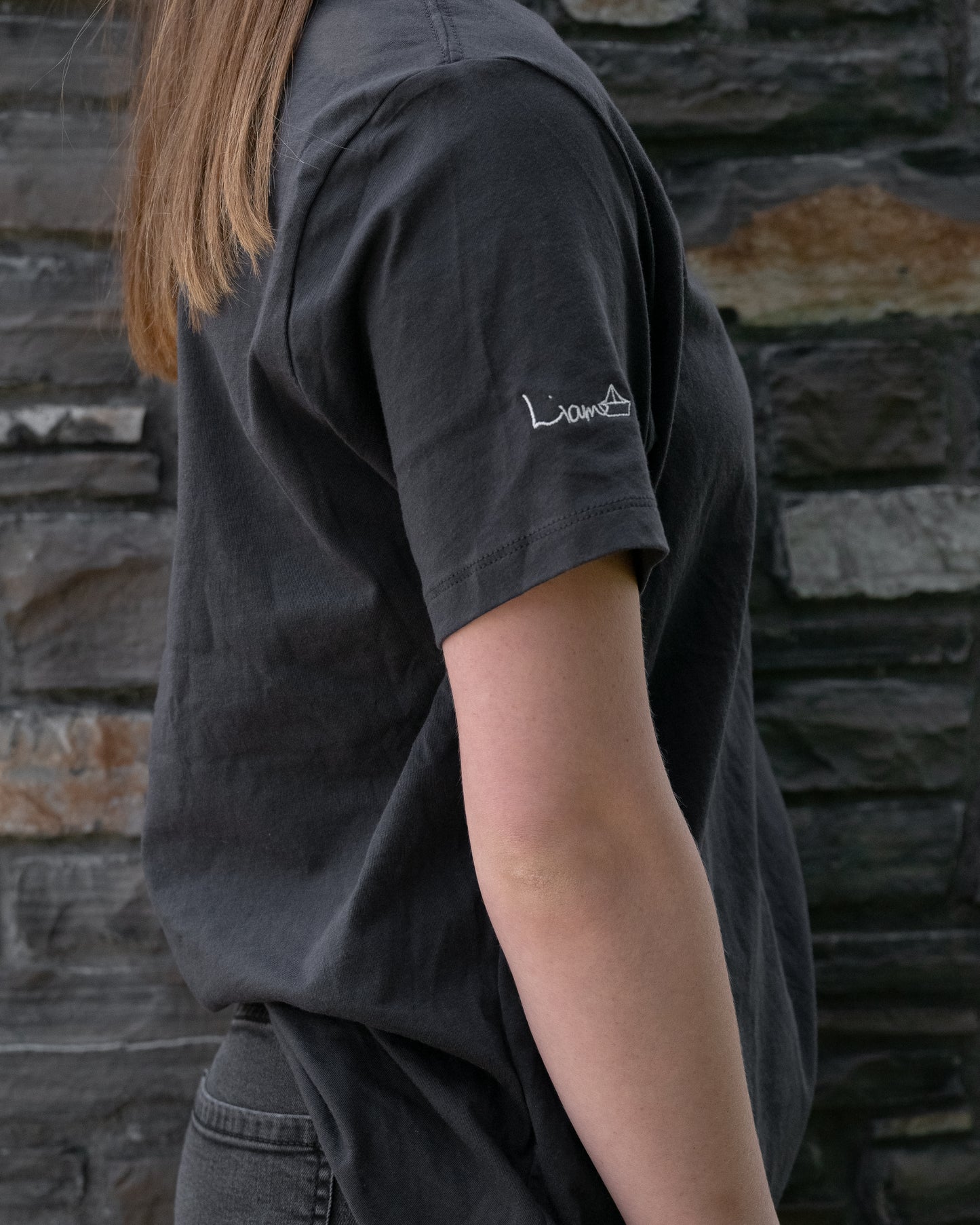 Men's / Unisex Crew Neck T-Shirt - CHARCOAL GREY | LowKure Tearlight Logo