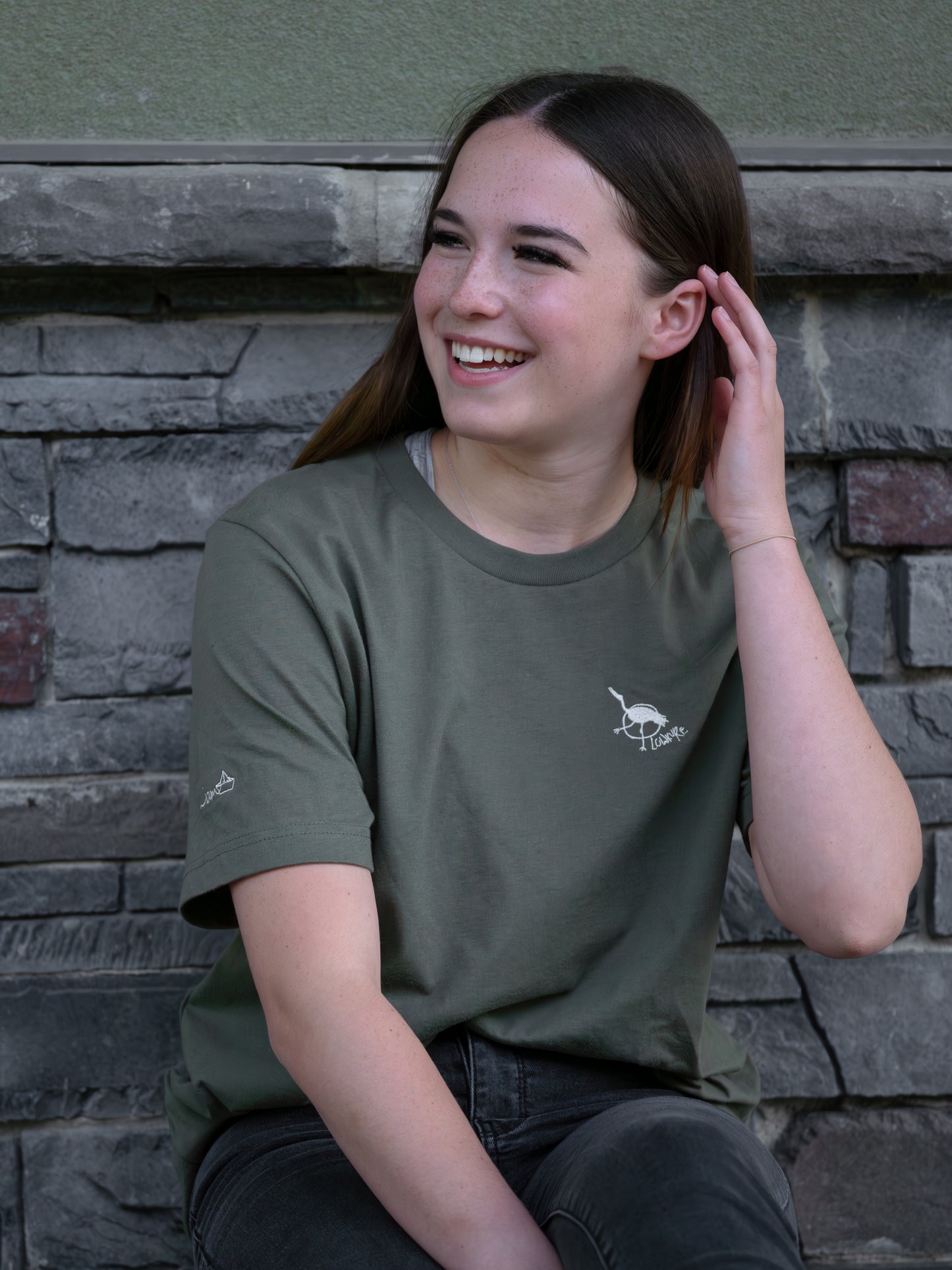 Men's / Unisex Crew Neck T-Shirt - ARMY GREEN | Crane Logo