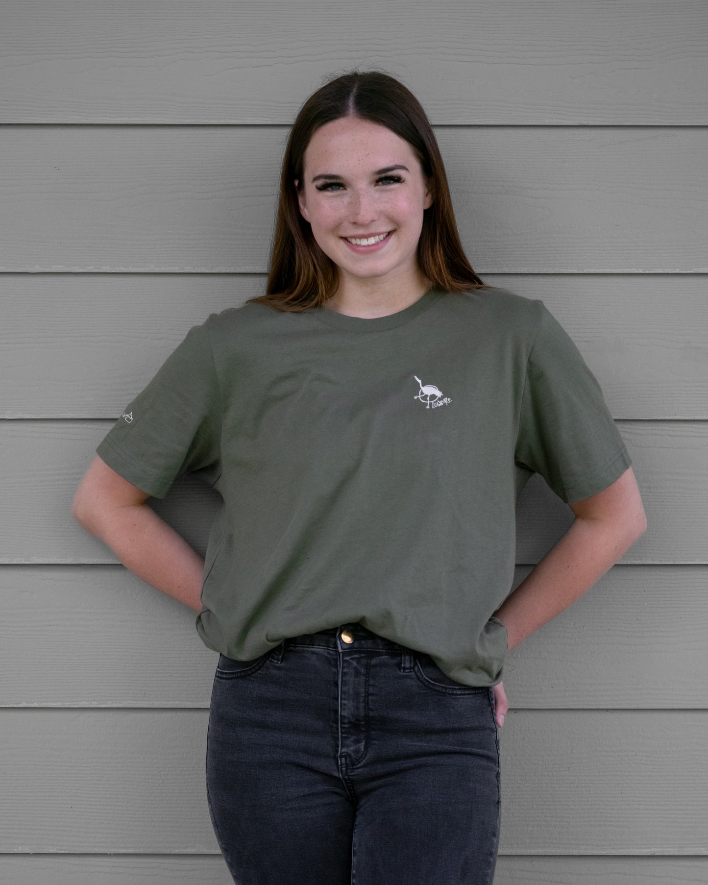 Men's / Unisex Crew Neck T-Shirt - ARMY GREEN | Crane Logo