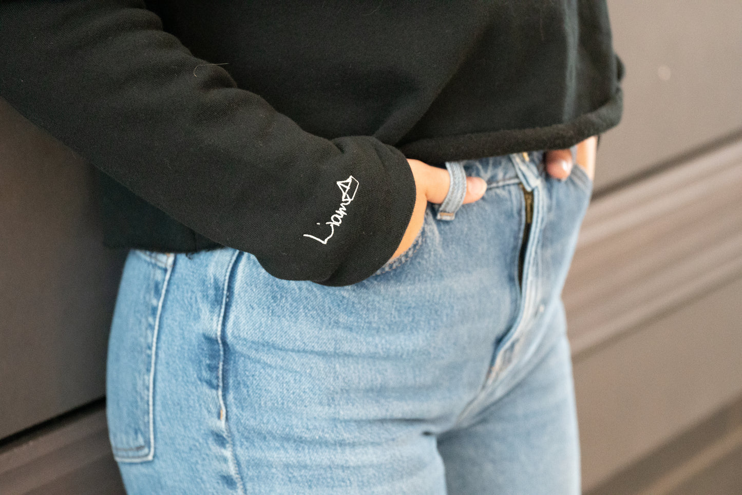Woman's Lightweight Cropped Hoodie - BLACK | Lowkure Logo