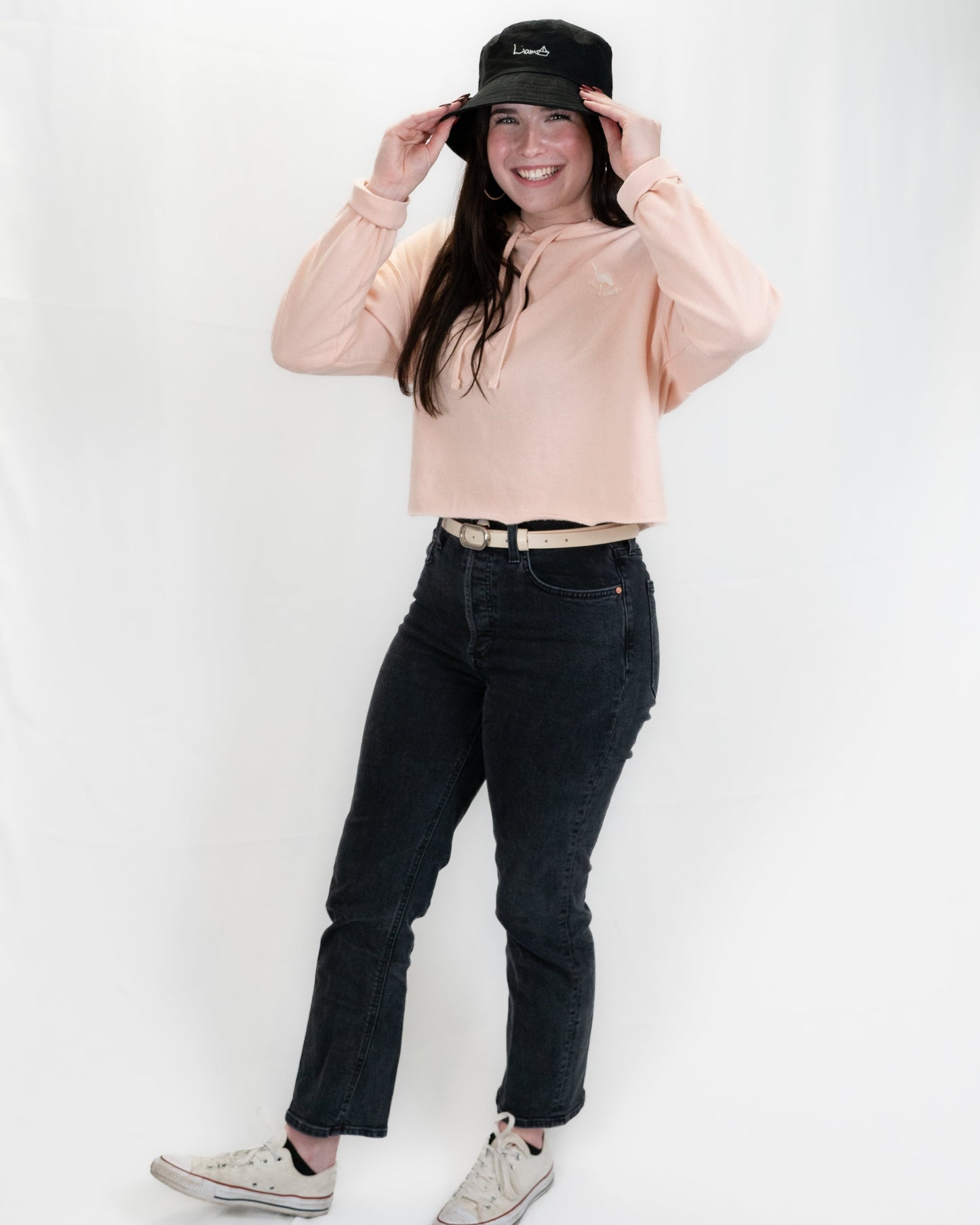 Woman's Lightweight Cropped Hoodie - BLUSH PINK | Crane Logo