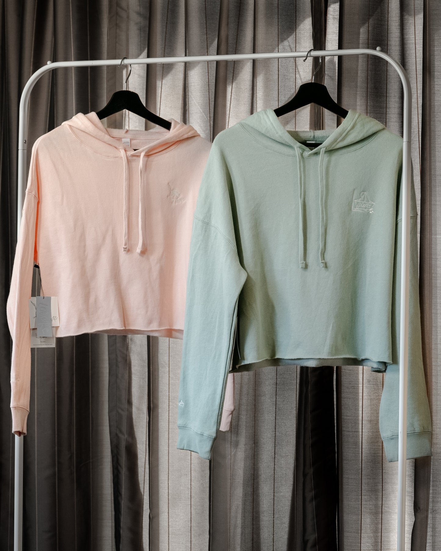 Woman's Lightweight Cropped Hoodie - SAGE GREEN | River of Resilience Logo