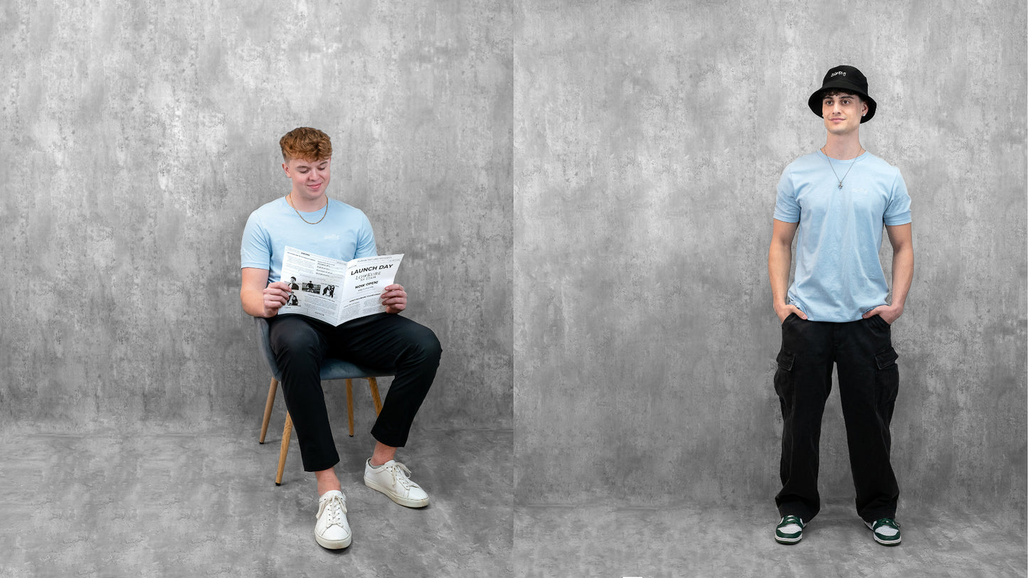 Men's / Unisex Crew Neck T-Shirt - LIGHT BLUE | LowKure Tearlight Logo