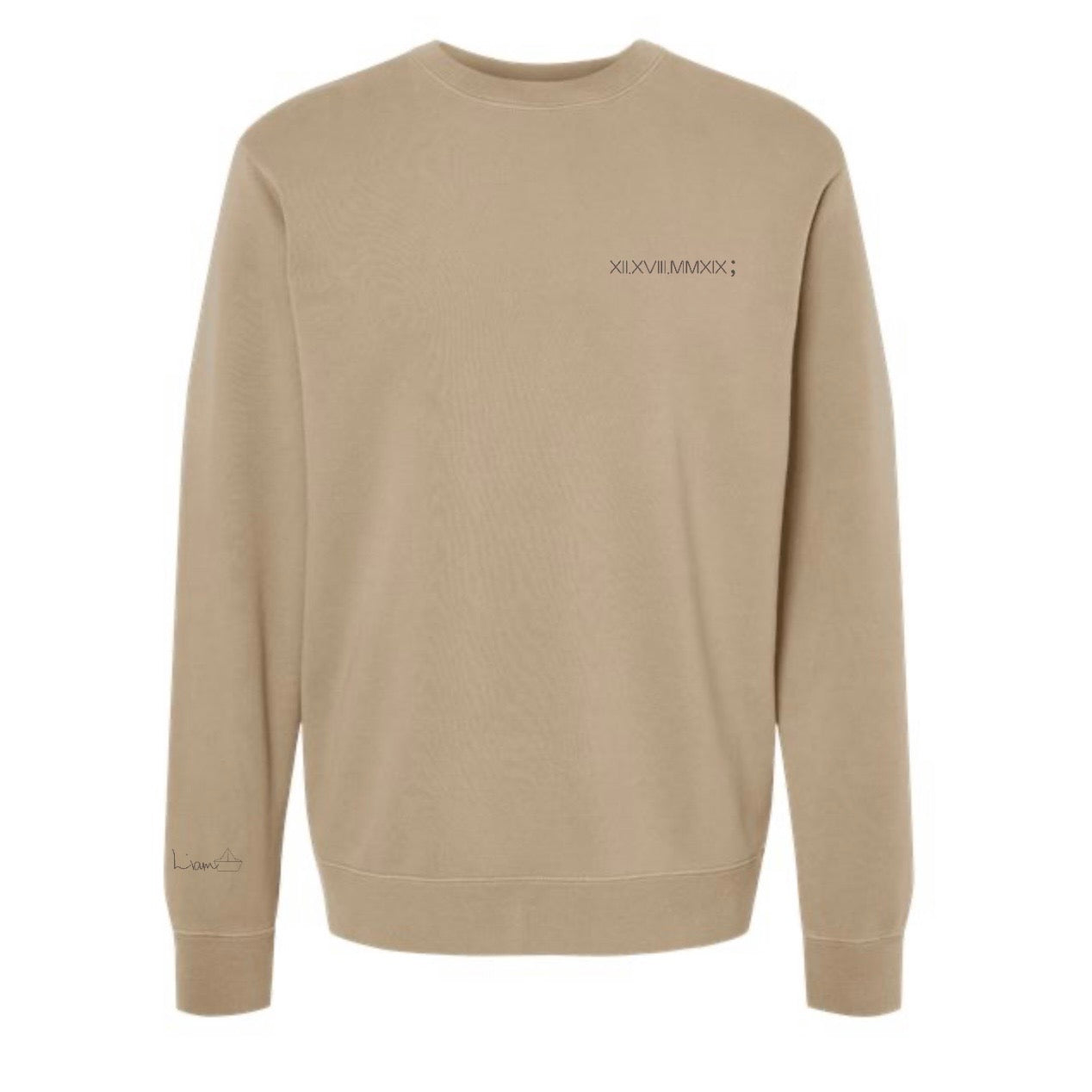 Men's / Unisex Vintage Dye Crewneck Sweatshirt - SANDSTONE | XII.XVIII.MMXIX; A Date to Remember Logo