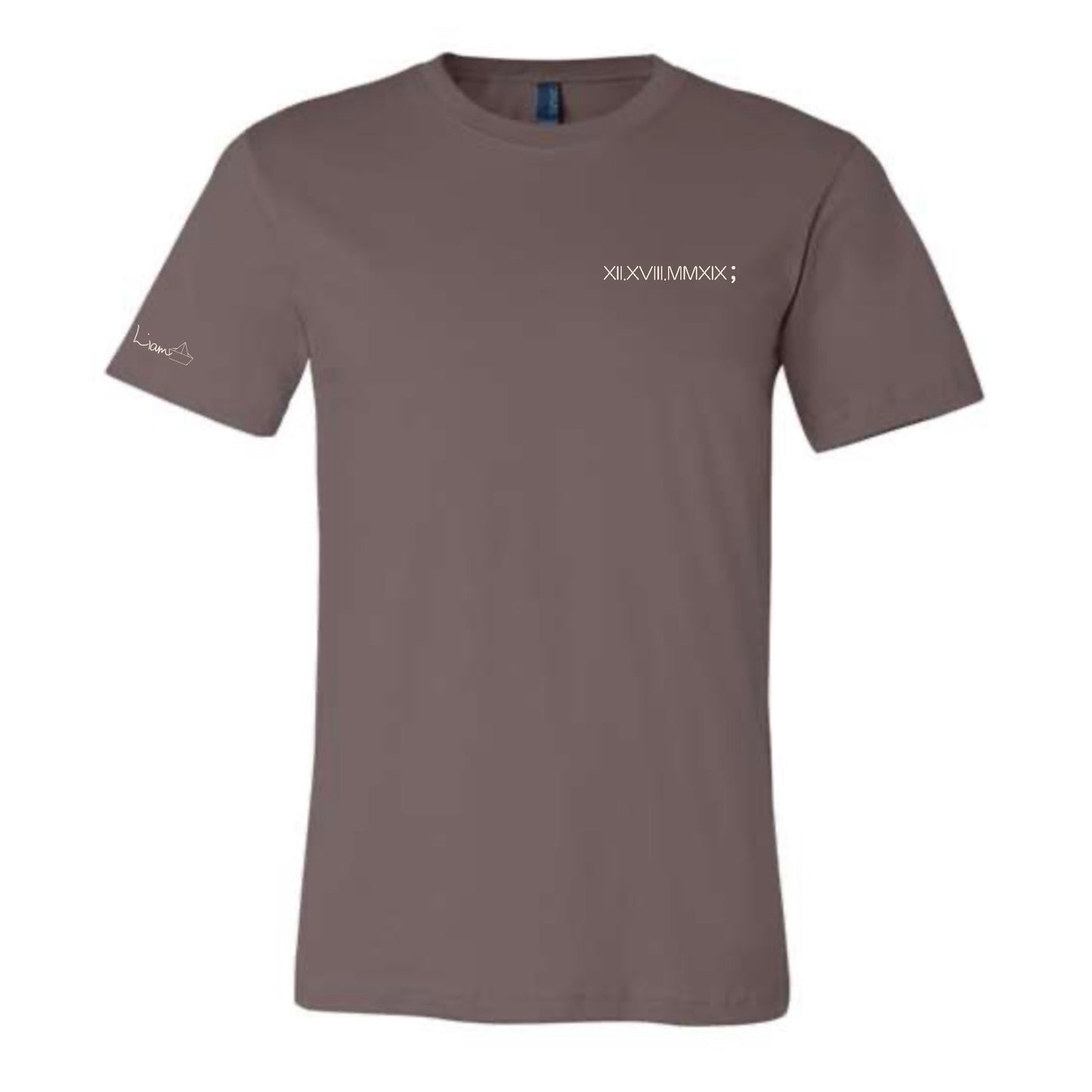 Men's / Unisex Crew Neck T-Shirt - PEBBLE BROWN | XII.XVIII.MMXIX; A Date To Remember Logo
