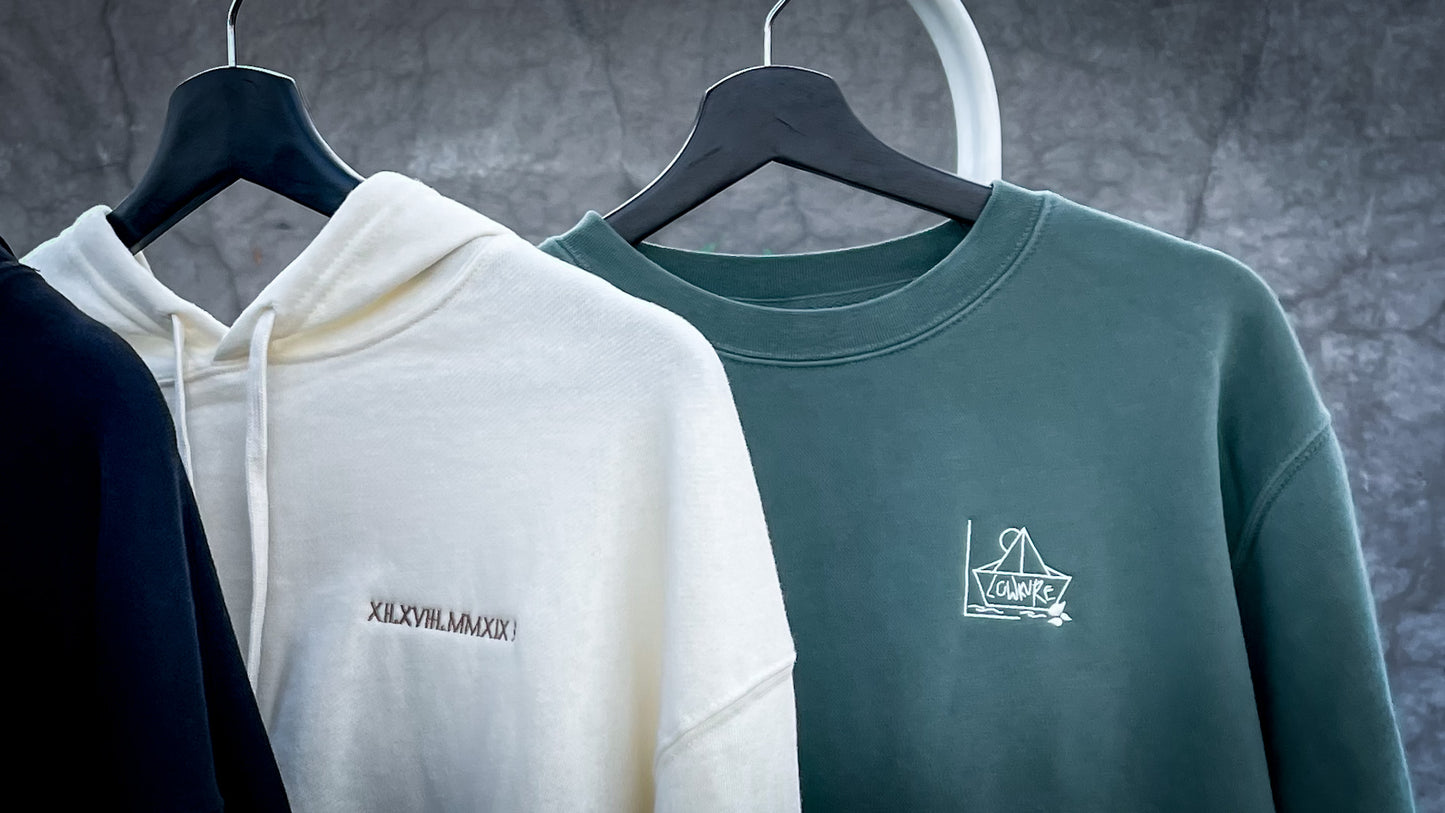 More Than a Best Friend Sweatshirt: Men's / Unisex Vintage Dye Crewneck Sweatshirt - ALPINE GREEN | River of Resilience Logo