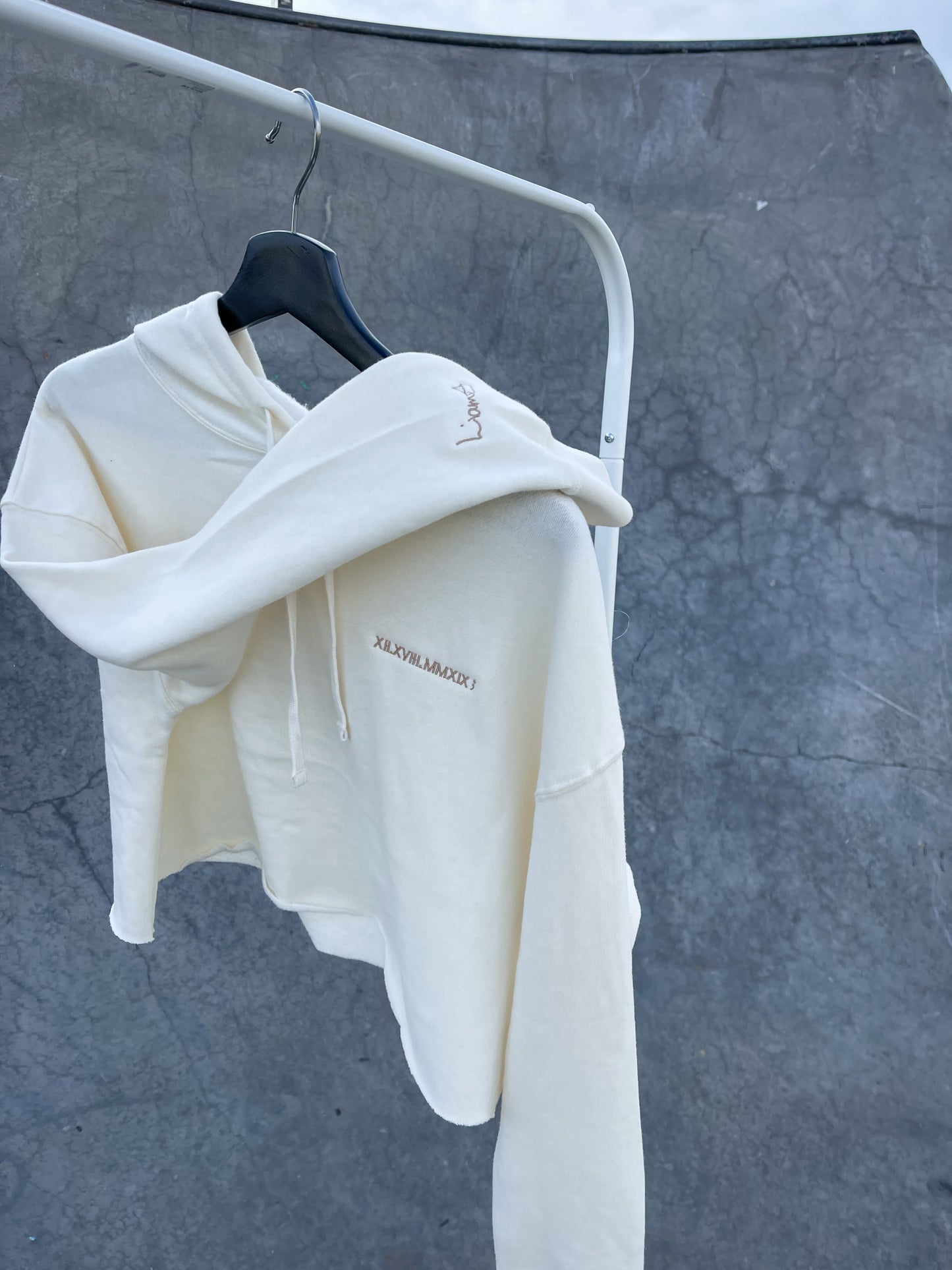 Woman's Lightweight Cropped Hoodie - BONE | XII.XVIII.MMXIX; A Date To Remember Logo
