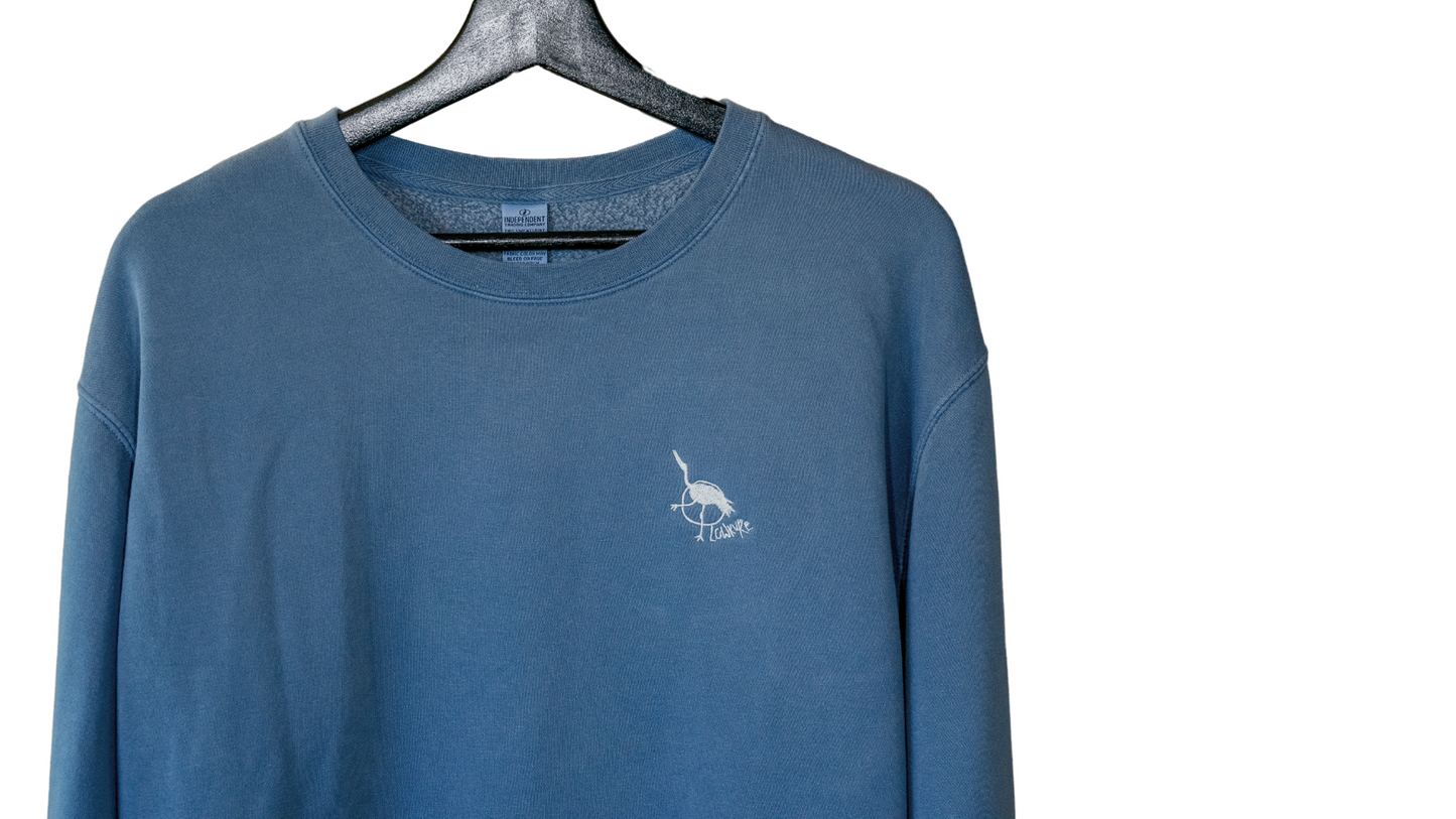 Men's / Unisex Vintage Dye Crewneck Sweatshirt -  BLUE  |  Crane Logo