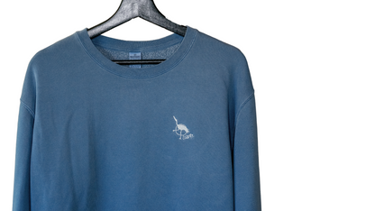 Men's / Unisex Vintage Dye Crewneck Sweatshirt -  BLUE  |  Crane Logo