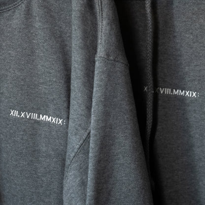 Men's / Unisex Hoodie - HEATHER GREY  | XII.XVIII.MMXIX; A Date To Remember Logo