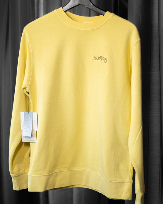 Men's / Unisex Vintage Dye Crewneck Sweatshirt -  YELLOW  |  LowKure Tearlight Logo