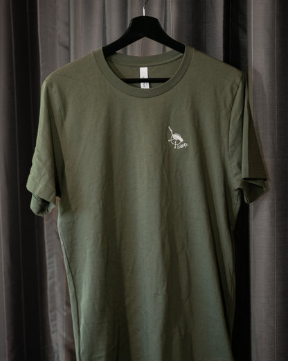 Men's / Unisex Crew Neck T-Shirt -   ARMY GREEN  |  Crane Logo