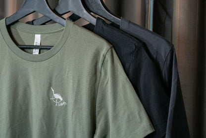 Men's / Unisex Crew Neck T-Shirt -   ARMY GREEN  |  Crane Logo