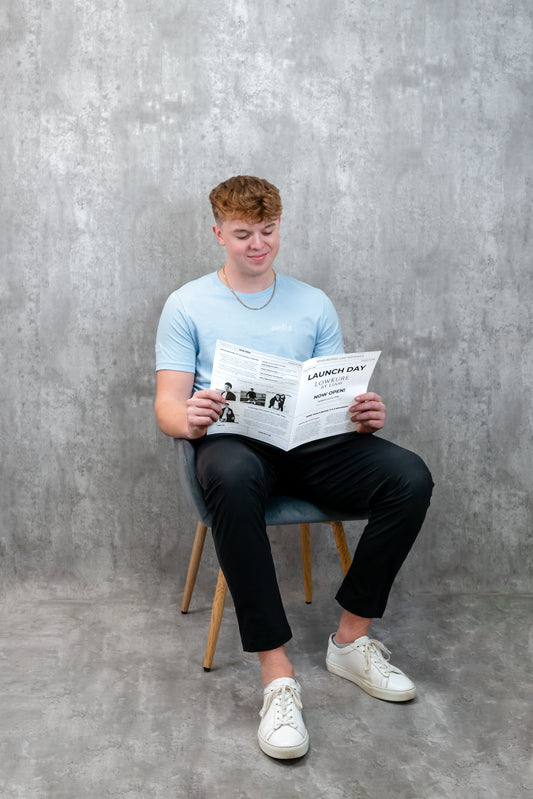 Men's / Unisex Crew Neck T-Shirt -  LIGHT BLUE  |  LowKure Tearlight Logo
