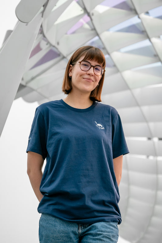 Woman's Relaxed Fit Crew Neck T-Shirt -  NAVY  |  Crane Logo