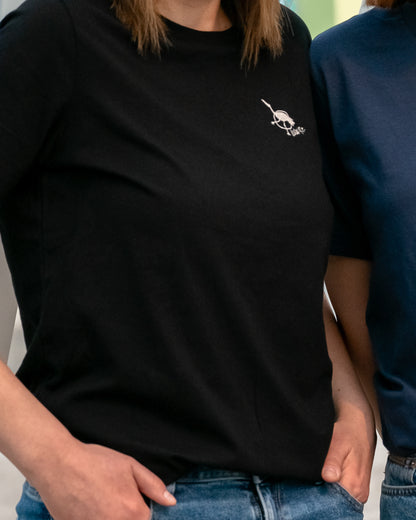 Woman's Relaxed Fit Crew Neck T-Shirt -  BLACK  | Crane Logo