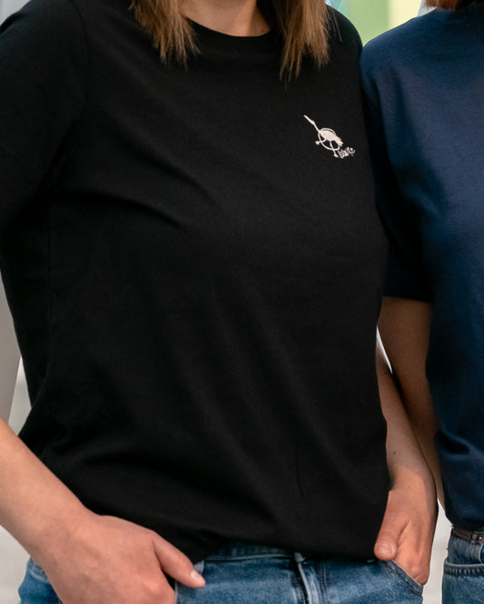 Woman's Relaxed Fit Crew Neck T-Shirt -  BLACK  | Crane Logo