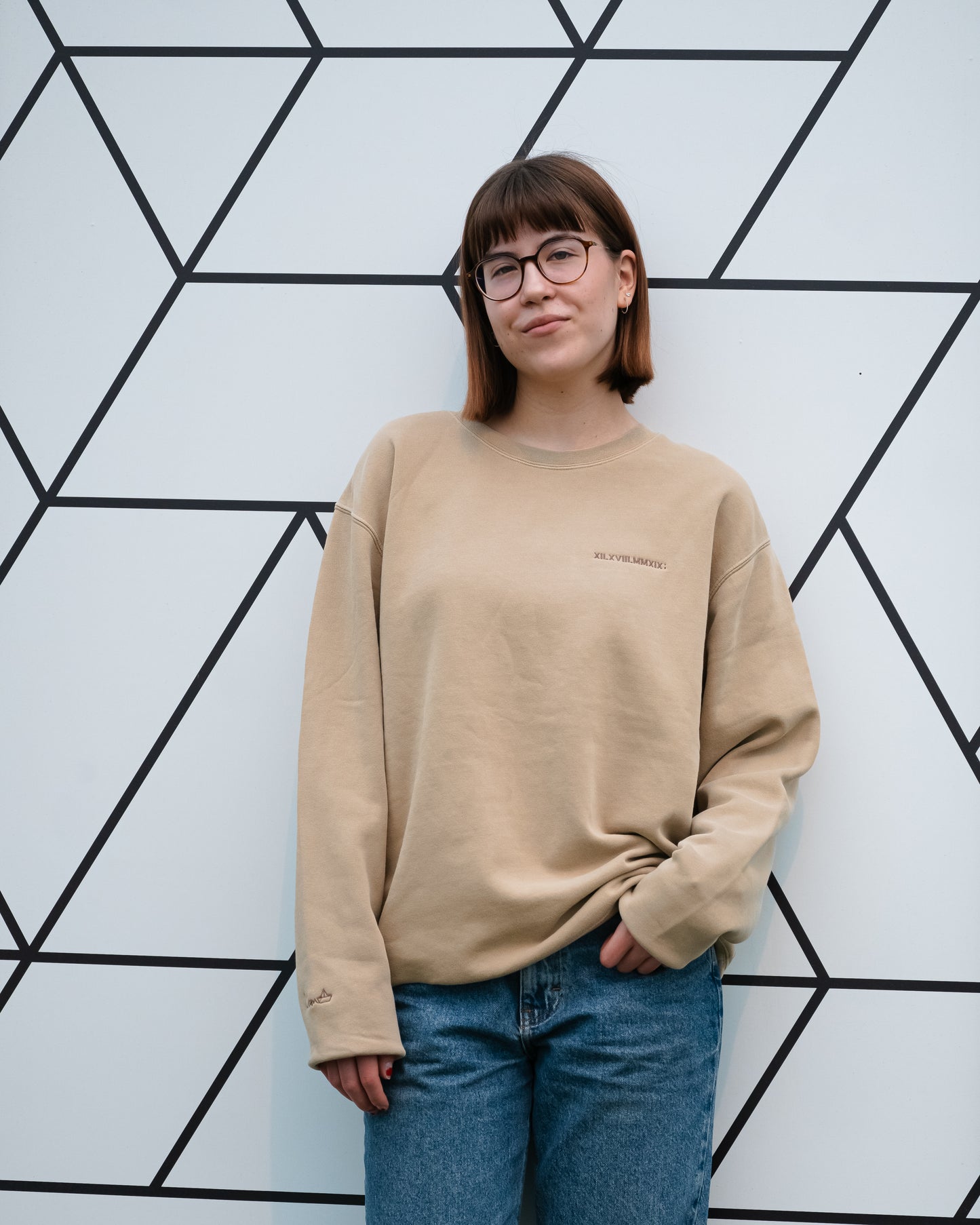 Men's / Unisex Vintage Dye Crewneck Sweatshirt -  SANDSTONE  |  XII.XVIII.MMXIX; A Date to Remember Logo