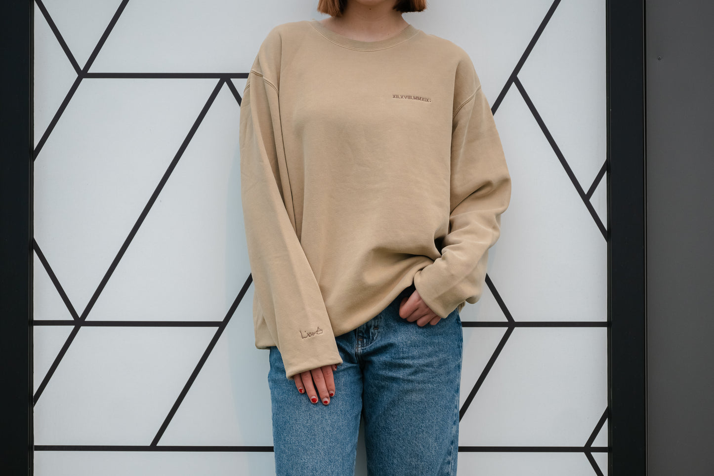 Men's / Unisex Vintage Dye Crewneck Sweatshirt -  SANDSTONE  |  XII.XVIII.MMXIX; A Date to Remember Logo