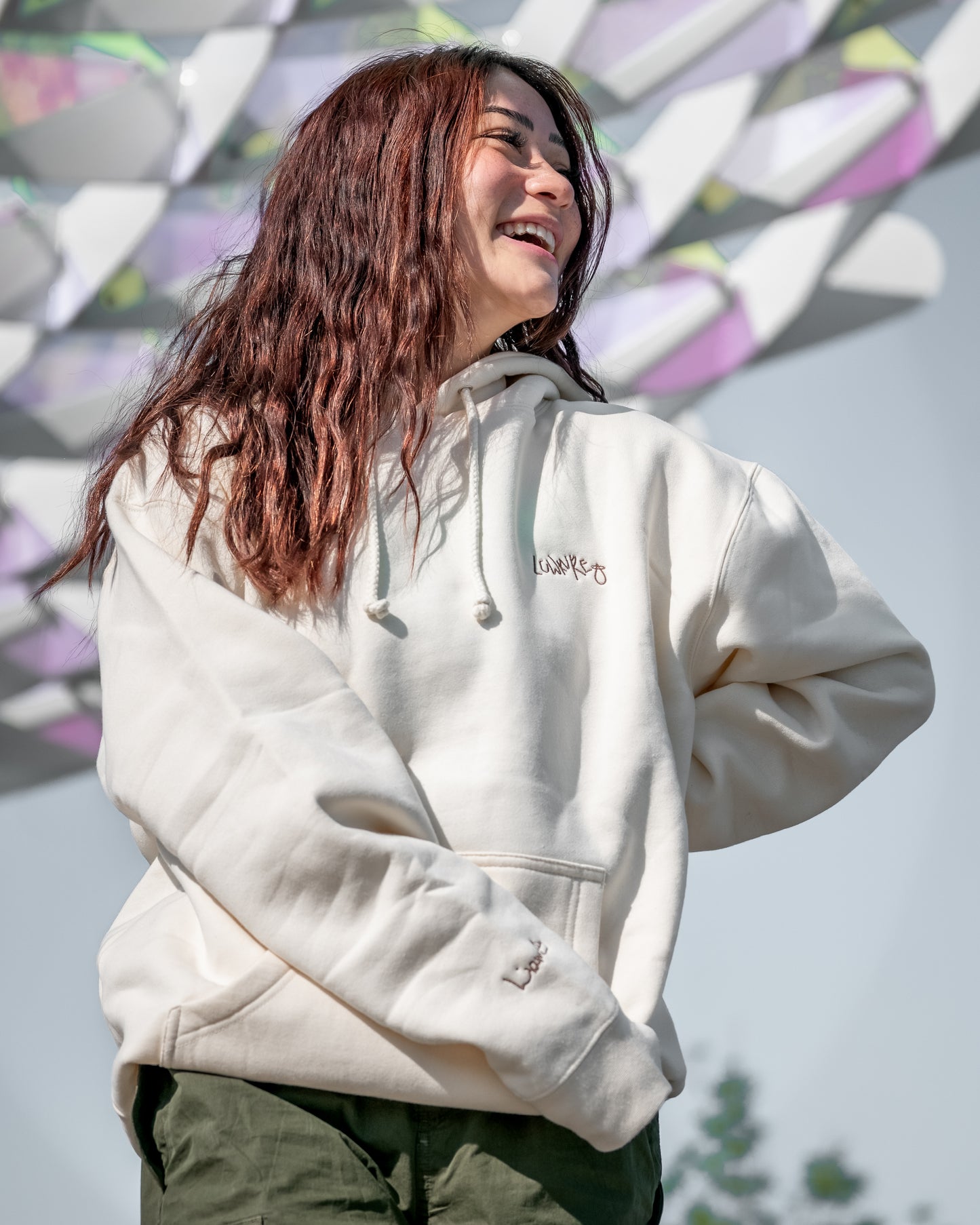 Men's / Unisex Hoodie -  BONE  |  LowKure Tearlight Logo