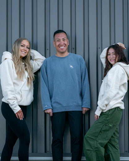 Men's / Unisex Vintage Dye Crewneck Sweatshirt -  BLUE  |  Crane Logo