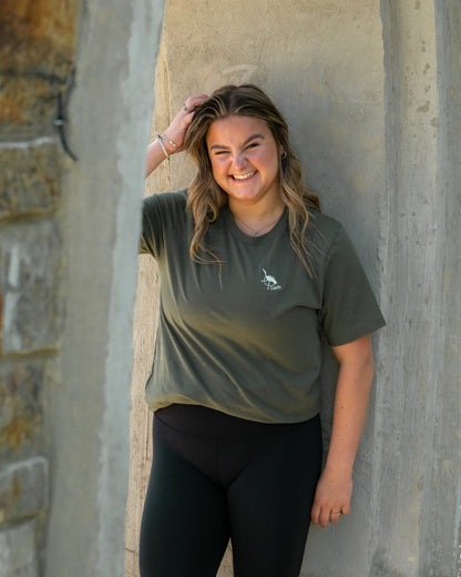 Men's / Unisex Crew Neck T-Shirt -   ARMY GREEN  |  Crane Logo