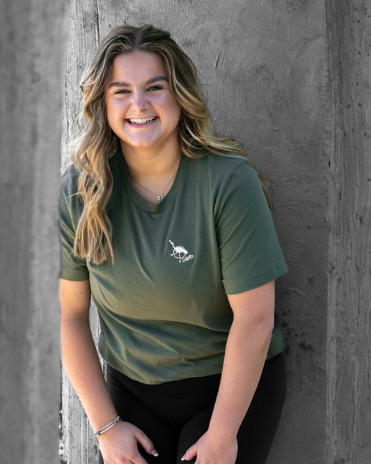 Men's / Unisex Crew Neck T-Shirt -   ARMY GREEN  |  Crane Logo