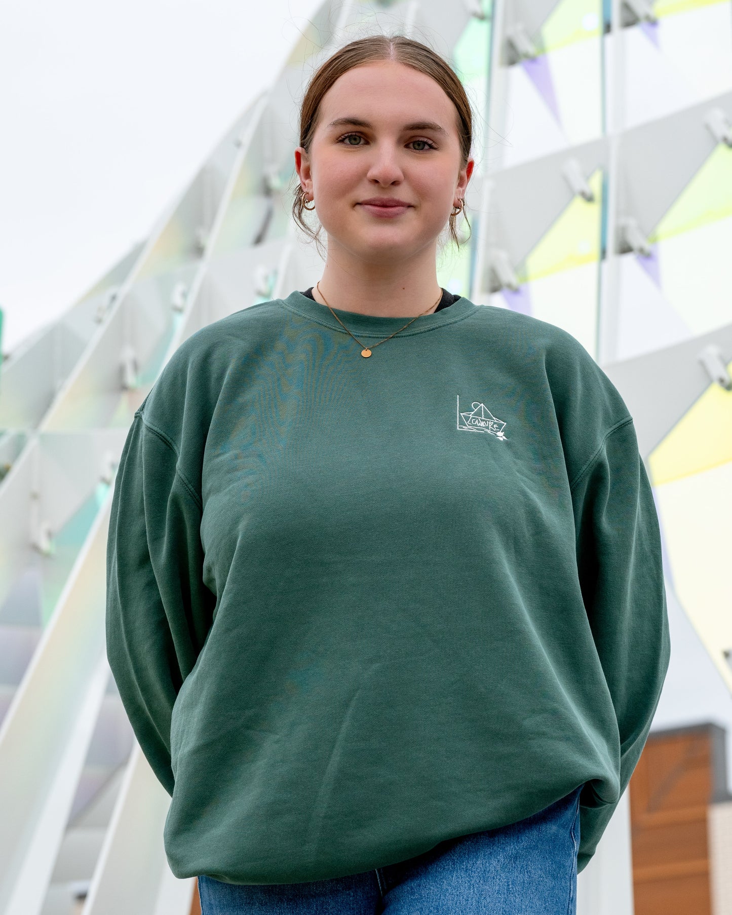 More Than a Best Friend Sweatshirt:  Men's / Unisex Vintage Dye Crewneck Sweatshirt -  ALPINE GREEN  |  River of Resilience Logo