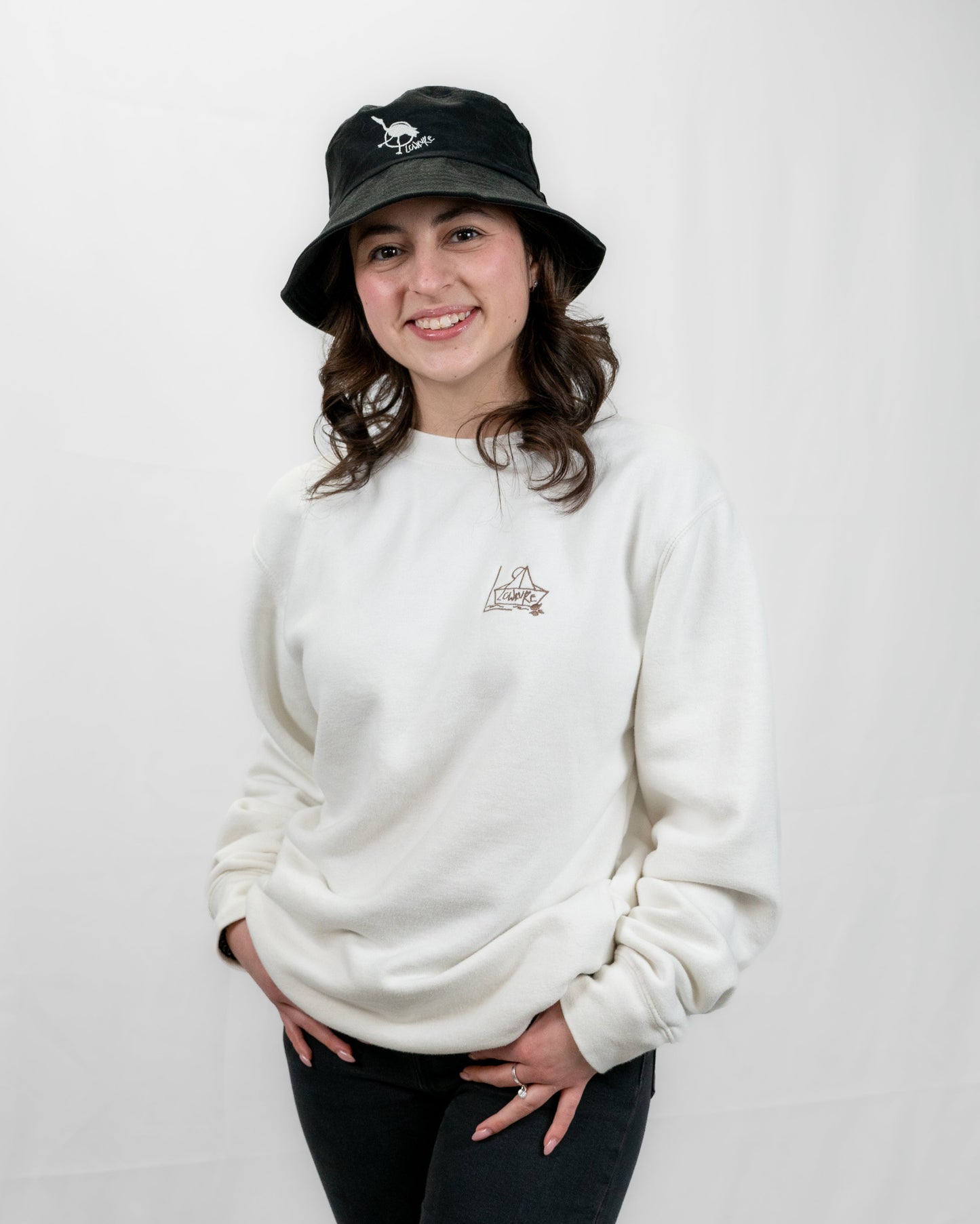 Men's / Unisex Vintage Dye Crewneck Sweatshirt -  WHITE  |  River of Resilience Logo