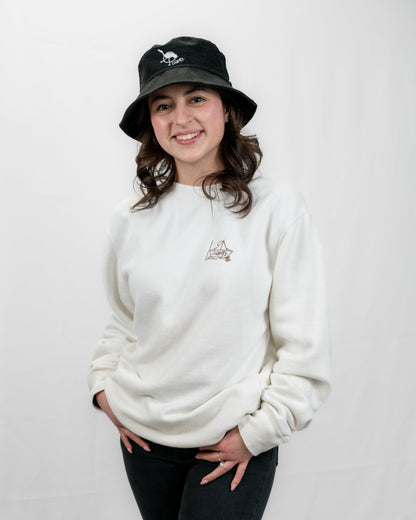 Men's / Unisex Vintage Dye Crewneck Sweatshirt -  WHITE  |  River of Resilience Logo