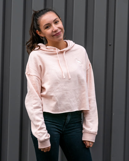 Woman's Lightweight Cropped Hoodie -  BLUSH PINK  |  Crane Logo