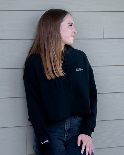 Woman's Lightweight Cropped Hoodie -  BLACK  |  Lowkure Logo