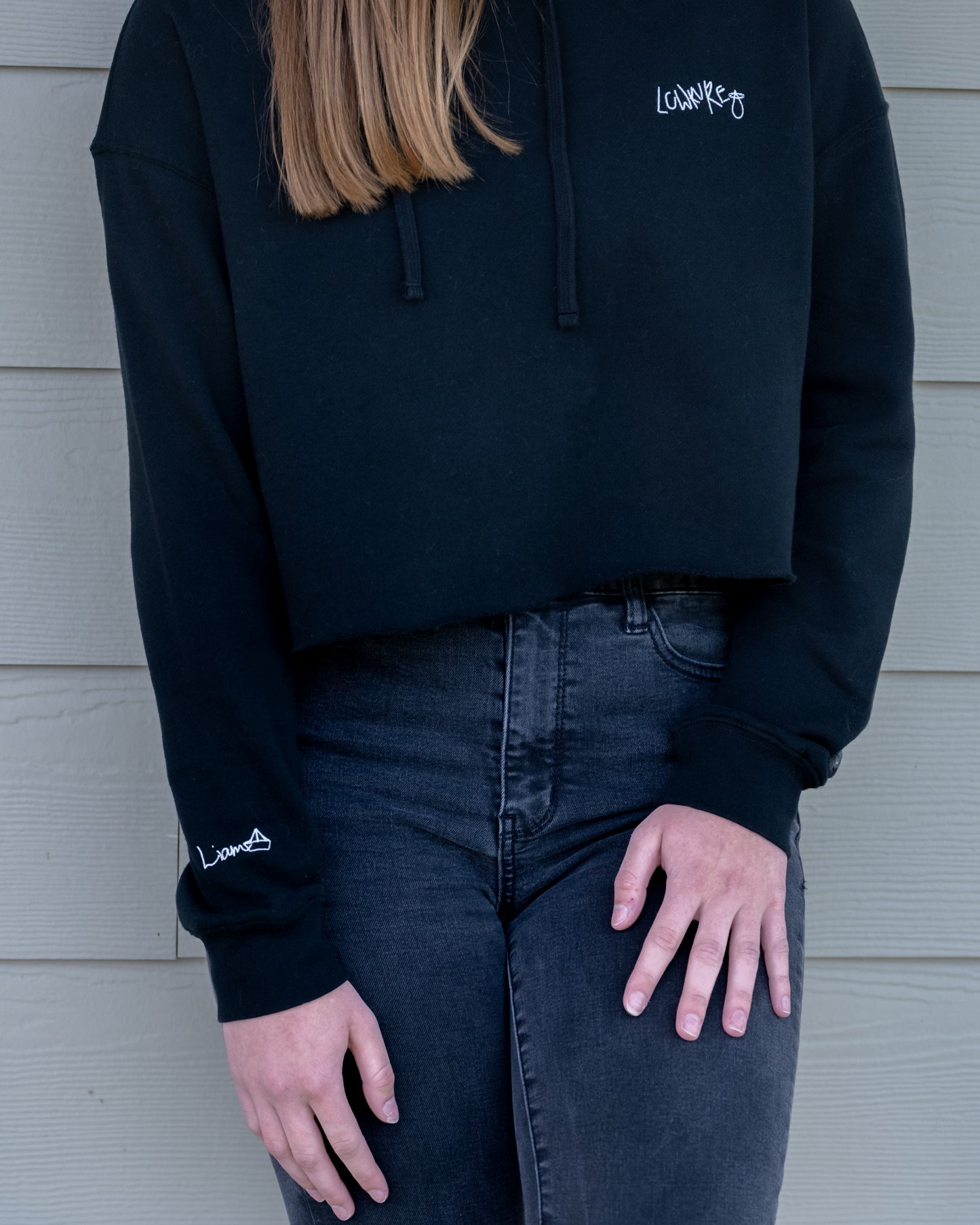 Woman's Lightweight Cropped Hoodie -  BLACK  |  Lowkure Logo