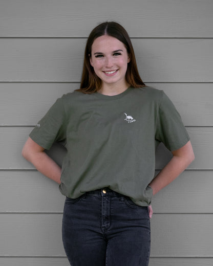 Men's / Unisex Crew Neck T-Shirt -   ARMY GREEN  |  Crane Logo
