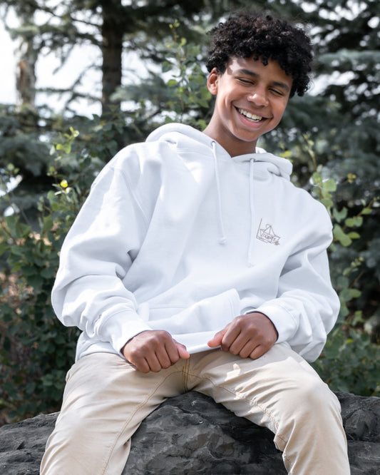 Men's / Unisex Hoodie -  WHITE  |  River of Resilience Logo