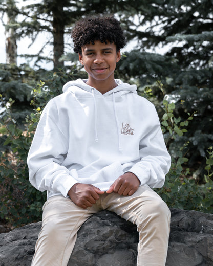 Men's / Unisex Hoodie -  WHITE  |  River of Resilience Logo