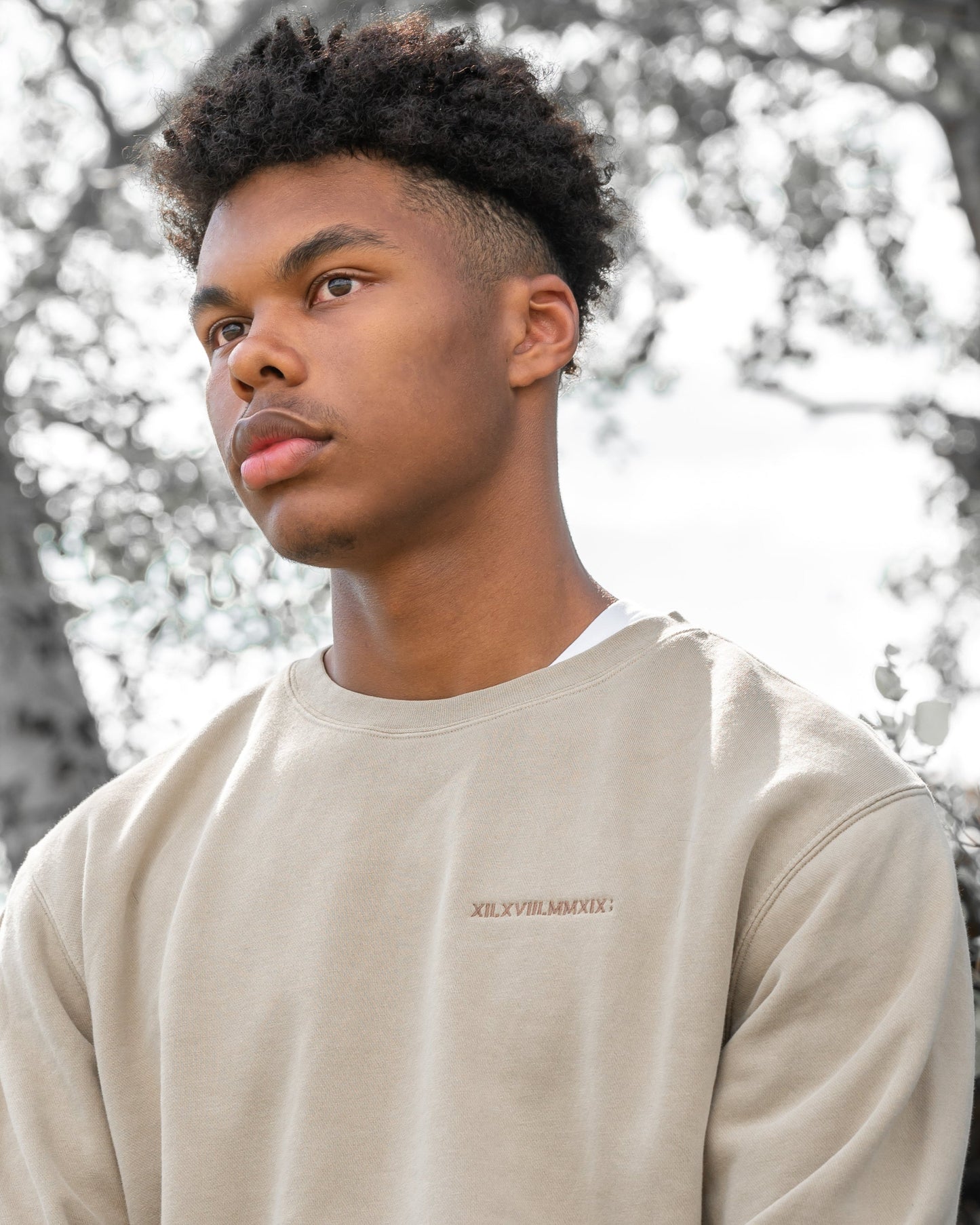 Men's / Unisex Vintage Dye Crewneck Sweatshirt -  SANDSTONE  |  XII.XVIII.MMXIX; A Date to Remember Logo