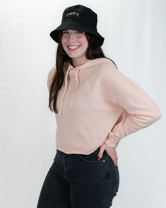 Woman's Lightweight Cropped Hoodie -  BLUSH PINK  |  Crane Logo