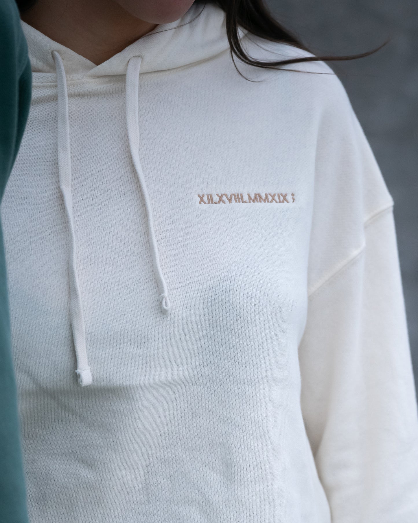 Woman's Lightweight Cropped Hoodie -  BONE  |  XII.XVIII.MMXIX; A Date To Remember Logo