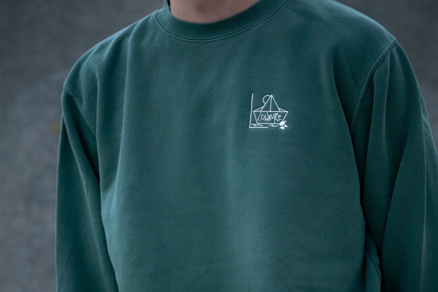 More Than a Best Friend Sweatshirt:  Men's / Unisex Vintage Dye Crewneck Sweatshirt -  ALPINE GREEN  |  River of Resilience Logo